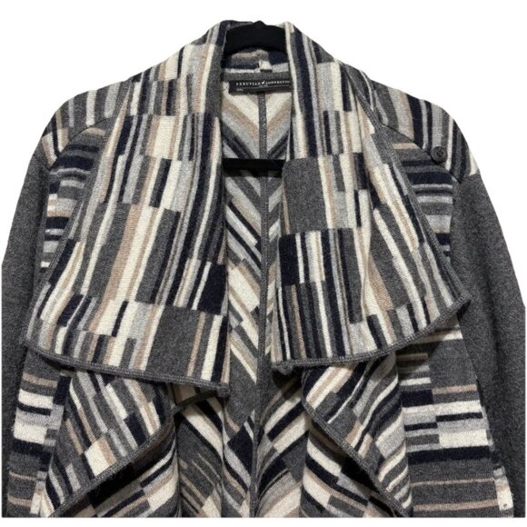 Peruvian Connection Open Face Alpaca Sweater Gray Tan Asymmetrical XL A001072 - Picture 2 of 11